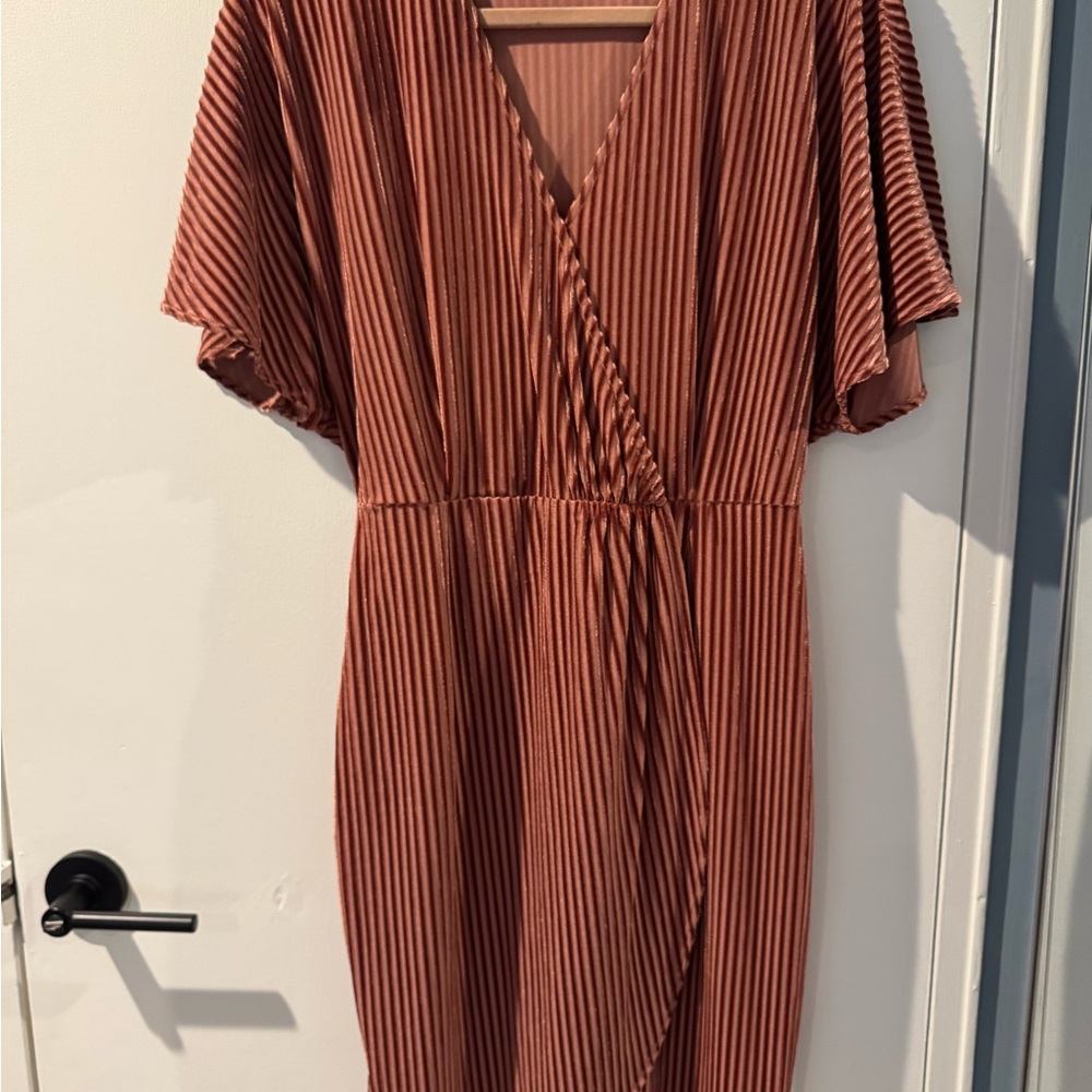 Elegant Rust Striped Dress